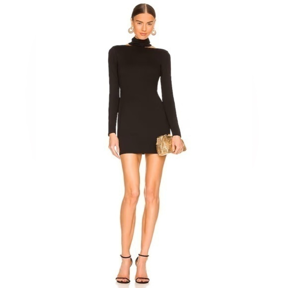 Camila Coelho Black Long-Sleeve Mini Dress